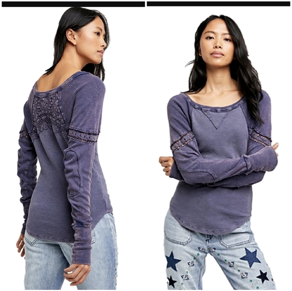 Free People Luella Crochet back Termal Top - Picture 1 of 4